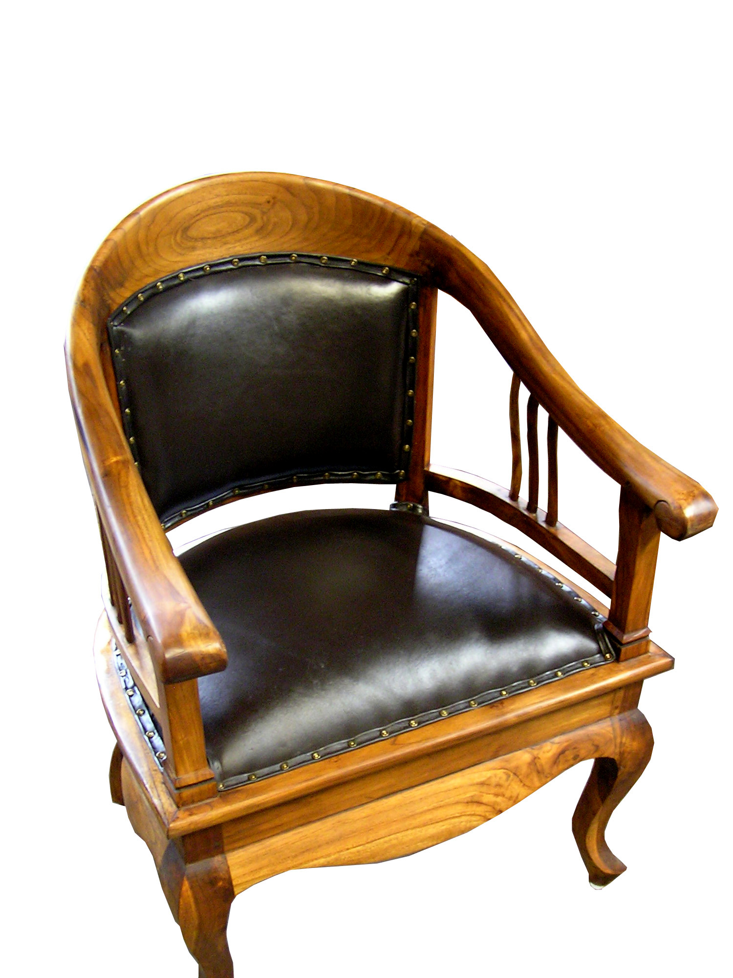 Lenong chair  Black leather Indonesia  Garden Teak Outdoor 